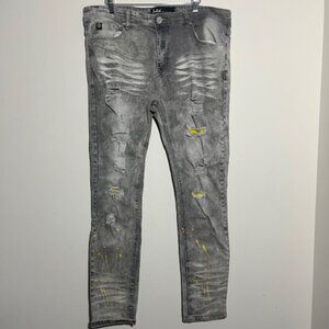 Switch Remarkable Jeans Gray with Yellow Accent Size 38x34 Slim Taper Fit